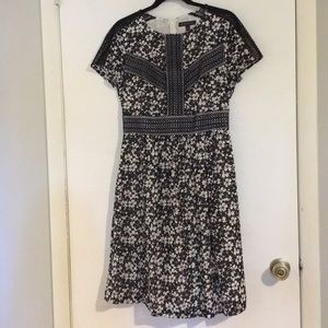 Black and white “lace” shoulder aline holiday dress